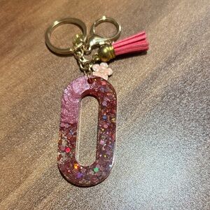 Pink Glitter Keychain with Tassel